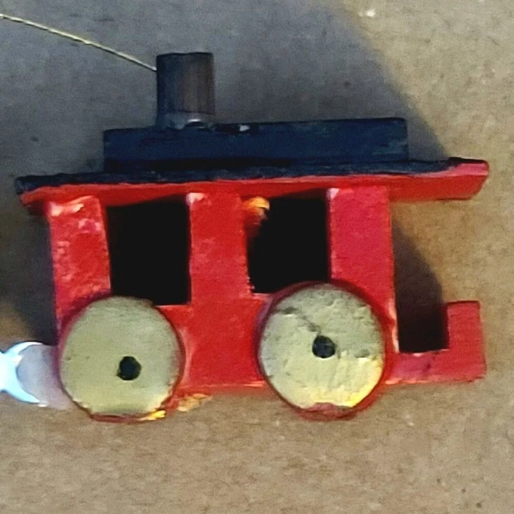 Vintage‎ Hand Painted Wood Choo Choo Train Ornament